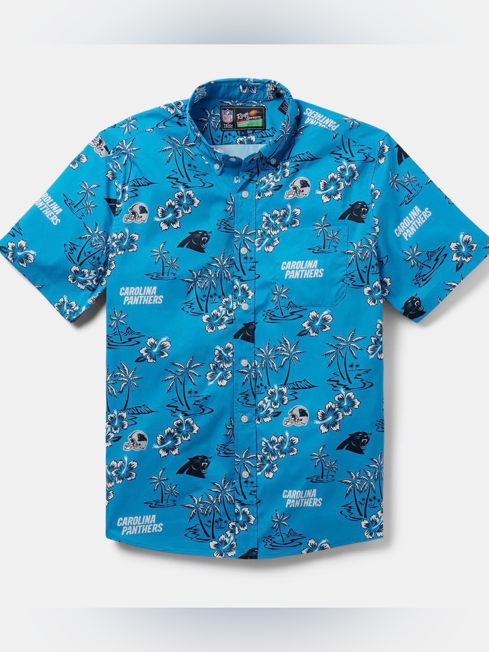 Reyn Spooner x NFL Carolina Panthers Performance Shirt Blue Hawaiian Mens L NEW